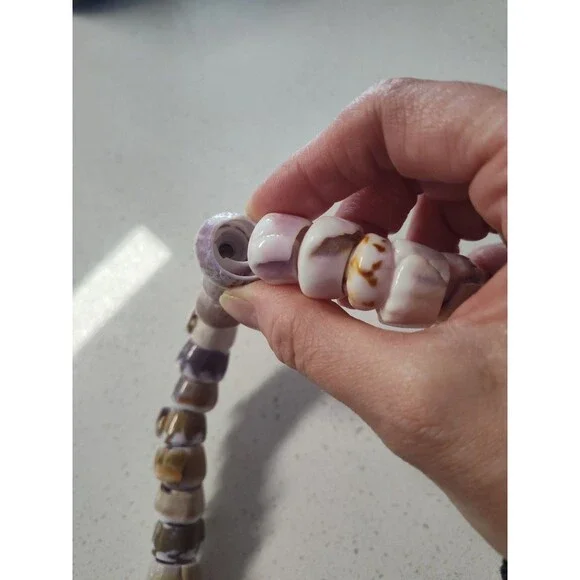 Spiral Puka Shell Necklace 23 inch length with 3/4 wide multi-color shells